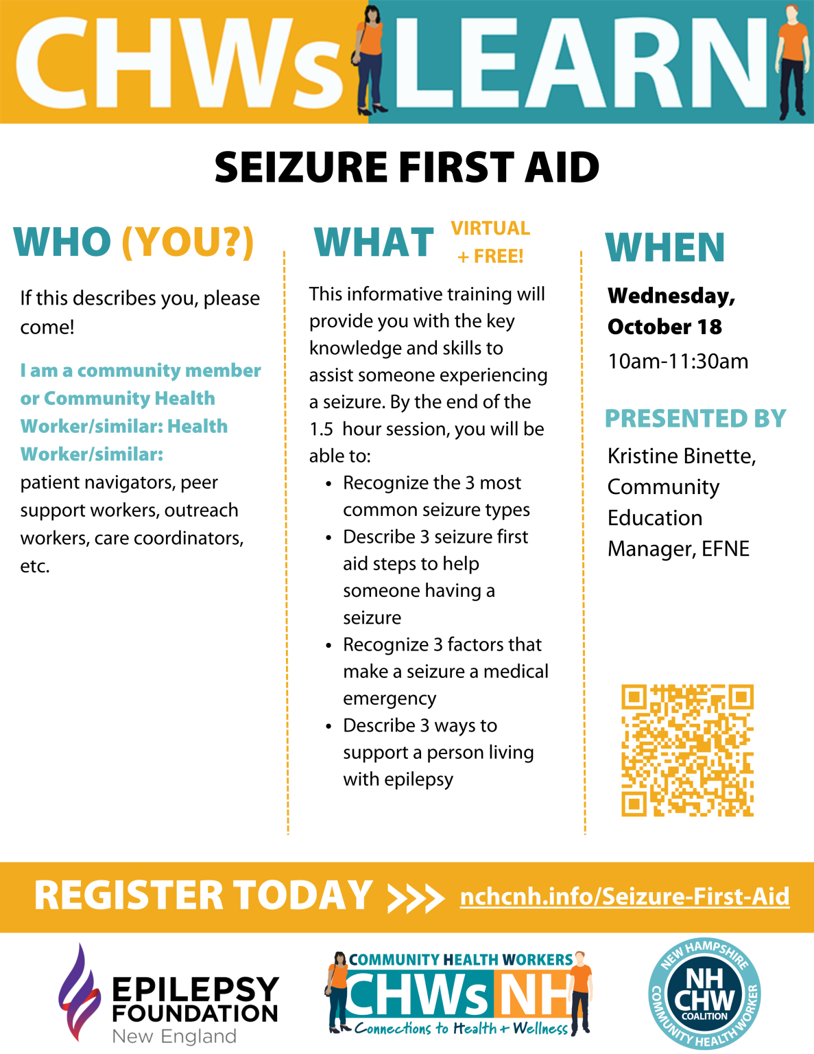 CHWsLearn Seizure First Aid Training New Hampshire Community Health